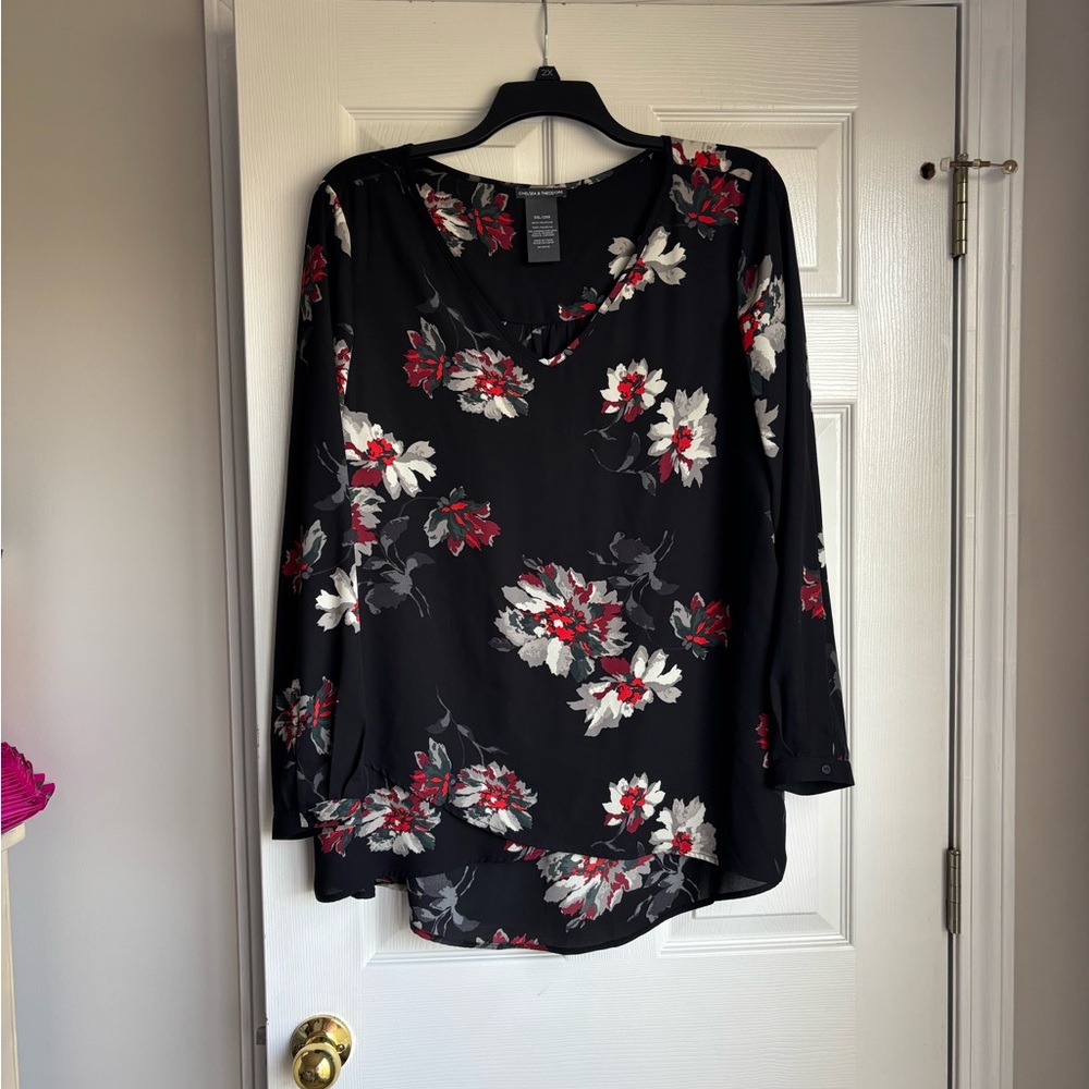 Chelsea & Theodore Black Floral Blouse